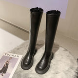 woloong Boots Flat Platform Boots-women Women's Rubber Shoes Rain Sexy Thigh High Heels High Sexy Luxury Designer Round Toe Booties
