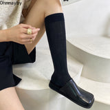 woloong Spring Women Mules Shoes Fashion Brand Square Toe Flat Ladies Slipper Slip On Luxury Slides Party Womens's Shoes