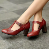 Retro Women's PU High Heels Pointed Buckle Comfortable Sandals Classic Elegant Women's Trend Casual All-match Single Shoes