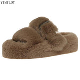 Winter Fashion Soft Warm Comfort Flat Fur Slipper Brand Designer Slip On Loafers Mules Flip Flops Casual Ytmtloy Indoor