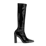 woloong Fashion New Fashion Women Boots Metal Square Toe Over the Knee Women Boots High Heel Boots Autumn Winter Warm Women Boots