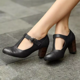 Retro Women's PU High Heels Pointed Buckle Comfortable Sandals Classic Elegant Women's Trend Casual All-match Single Shoes