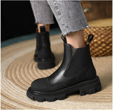 woloong  Chelsea Boots Women Genuine Leather Ankle Boots Platform Shoes Female Fashion Mixed Colors Booties