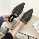 woloong Women Mules Luxury Flats Fashion Loafers Designer Shoes Summer Slippers Pointed Toe Slides Slip on Wedding Casual Ladies Sandals