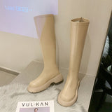 woloong Boots Flat Platform Boots-women Women's Rubber Shoes Rain Sexy Thigh High Heels High Sexy Luxury Designer Round Toe Booties