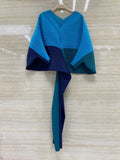 Miyake Pleated Lantern Bat Sleeve Autumn/Winter New Temperament Stitching V-Neck Fashion Loose Dress Vestidos Fiesta Daifa