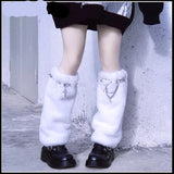 Y2K Girl Harajuku Punk Golita Lolita leg warmers spice Women Winter Warmer Foot Cover Streetwear furry Leg warmer leg warmers