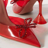 woloong Fashion Brand Transparent PVC Women Sandals Cup heeled Slingbacks Gladiator Sandals Crystal Bowknot Summer Office Lady Shoes