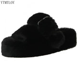 Winter Fashion Soft Warm Comfort Flat Fur Slipper Brand Designer Slip On Loafers Mules Flip Flops Casual Ytmtloy Indoor