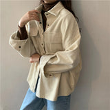 High quality corduroy jackets coats for women vintage khaki black beige thick shirt clothing female woolen spring tops outerwear