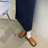 woloong Spring Women Mules Shoes Fashion Brand Square Toe Flat Ladies Slipper Slip On Luxury Slides Party Womens's Shoes