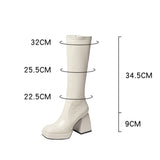 woloong Fashion Female Super High Heels Long Boots PU Leather Zipper Shoes New Autumn Women Pumps Ladies Knee High Motorcycle Boots