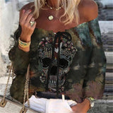 Woloong Elegant Lace-Up Tassel Chic Blouses Shirts  Summer Vintage Floral Print Boho Tops Women Sexy Off Shoulder Flare Sleeve Blusa