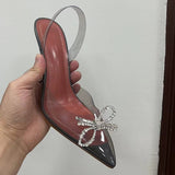 woloong Fashion Brand Transparent PVC Women Sandals Cup heeled Slingbacks Gladiator Sandals Crystal Bowknot Summer Office Lady Shoes