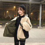 Parkas Women Winter Warm Patchwork Thickening Zipper Casual BF Invierno Student Basic Chic Mujer Clothing Apricot Overcoats Soft