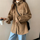 High quality corduroy jackets coats for women vintage khaki black beige thick shirt clothing female woolen spring tops outerwear