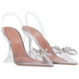 woloong Fashion Brand Transparent PVC Women Sandals Cup heeled Slingbacks Gladiator Sandals Crystal Bowknot Summer Office Lady Shoes