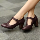 Retro Women's PU High Heels Pointed Buckle Comfortable Sandals Classic Elegant Women's Trend Casual All-match Single Shoes