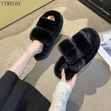 Winter Fashion Soft Warm Comfort Flat Fur Slipper Brand Designer Slip On Loafers Mules Flip Flops Casual Ytmtloy Indoor