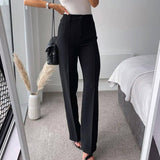 Woloong High Waisted Casual White Trousers Women Brown Stright Pants Office Lady Korean Style Women Pantalones De Mujer