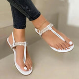 Summer Ladies Sandals Fashion Bling Rhinestone Flats Shoes for Women Sequined Cloth Open Toe Casual Flip Flops Plus Size