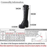 woloong Hot Sale Spring Autumn Lacing Knee High Boots Women Fashion White Square Heel Woman Leather Shoes Winter PU Large Size 43