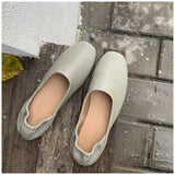woloong Fashion Women Flat Shoes Autumn Outdoor Slip On Loafer Shoes High Quality Soft Leather Boat Shoes For Office Ladies