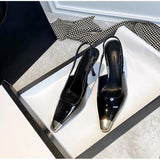 woloong Star style Patent Leather Women Pumps Fashion Metal square toe High Heels Office Lady Shoes Spring Summer Slingback Female shoes