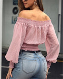 Woloong Hot Off Shoulder Autumn Chiffon Shirts Top Lady Women Long Sleeve Shirt Slim Casual Solid White Blouses