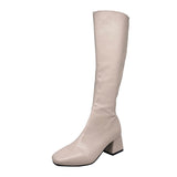 woloong Boots Flat Platform Boots-women Women's Rubber Shoes Rain Sexy Thigh High Heels High Sexy Luxury Designer Round Toe Booties