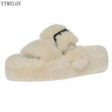 Winter Fashion Soft Warm Comfort Flat Fur Slipper Brand Designer Slip On Loafers Mules Flip Flops Casual Ytmtloy Indoor