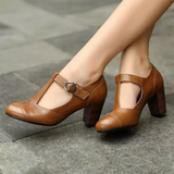Retro Women's PU High Heels Pointed Buckle Comfortable Sandals Classic Elegant Women's Trend Casual All-match Single Shoes