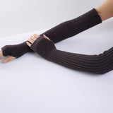 New Long Fingerless Gloves Womens Winter Warmer Knitted Arm Sleeve Fine Casual Soft Girl Goth Clothes Women Punk Gothic Gloves