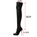 woloong  Women Over The Knee Boots Female Zip Sexy Black Long Boots Woman Thin Heel Ladies Pointed Toe Party Boots Women's Autumn Shoes