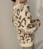 FANIECES Leopard Print Oversized Sweater Pullovers Autumn Loose Batwing Sleeve O-Neck Warm Jumper Casual Streetwear Pull Femme