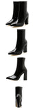 Fashion Gold Silver Patent Leather Women Ankle Boots Pointed Toe Square High Heels Shoes Chelsea Botas De Mujer