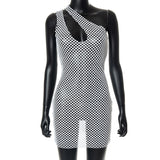 woloong Halter Singel Shoulder Cut Out Solid Skinny Sexy Mini Dress  Autumn Women Fashion Party Club Elegant Outfits Y2K