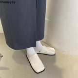woloong Spring Women Mules Shoes Fashion Brand Square Toe Flat Ladies Slipper Slip On Luxury Slides Party Womens's Shoes