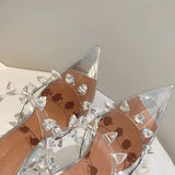 woloong Star style Rivet Transparent PVC Cup Heeled Women Sandals Fashion Stiletto High heels Summmer Shoes Female Pumps Sandals