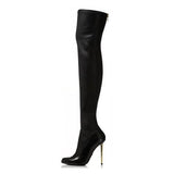 woloong  Women Over The Knee Boots Female Zip Sexy Black Long Boots Woman Thin Heel Ladies Pointed Toe Party Boots Women's Autumn Shoes