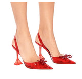 woloong Fashion Brand Transparent PVC Women Sandals Cup heeled Slingbacks Gladiator Sandals Crystal Bowknot Summer Office Lady Shoes
