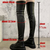 woloong Brand Design Skidproof Sole Cosy Chunky Heels Fashion Stylish Leisure Cool Add Fur Winter Over The Knee High Boots Shoes Women