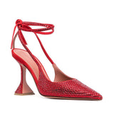 woloong Sequined Crystal Women Pumps Sexy Ankle strap Cross-tied High heels wedding Shoes Fashion Slingbacks Summer Party Prom Shoes