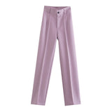 Woloong High Waisted Casual White Trousers Women Brown Stright Pants Office Lady Korean Style Women Pantalones De Mujer