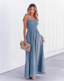 Woloong Spaghetti Strap Chiffon Maxi Vacation Dress