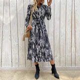 Woloong 2023 Autumn/Winter New Long-Sleeve Tie-Dye Maxi Dress