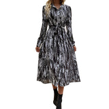 Woloong 2023 Autumn/Winter New Long-Sleeve Tie-Dye Maxi Dress