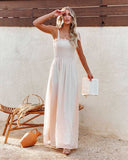 Woloong Spaghetti Strap Chiffon Maxi Vacation Dress