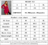 Woloong Sultry V-Neck Drawstring Waist Bodycon Knit Long Sleeve Dress