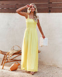 Woloong Spaghetti Strap Chiffon Maxi Vacation Dress